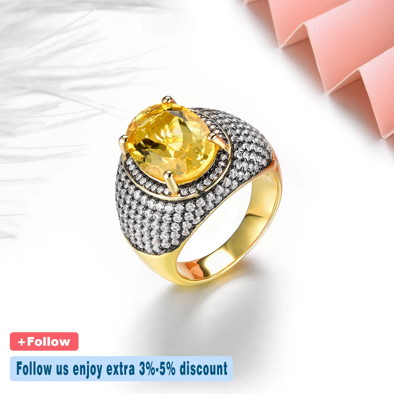 Yellow Gold Plated Silver Citrine 7.8 ctw Ring for Women