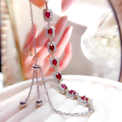 Sterling Silver Rose Gold Ruby Bracelet for Women