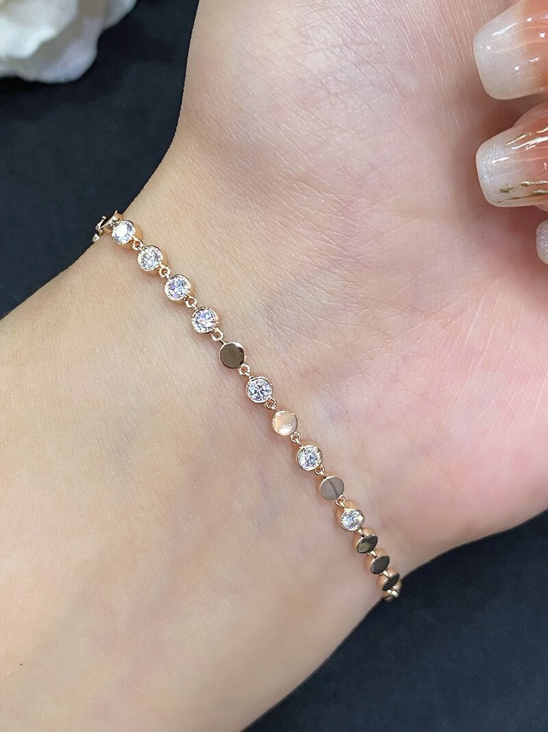 18K White or Rose Gold Real Natural Diamond Bracelet for Women
