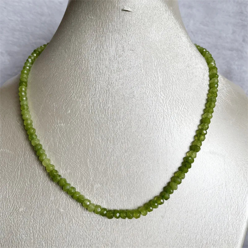 Sterling Silver Peridot Necklace Dance Health Care Protection Healing Gemstone for Women