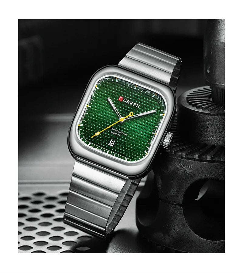 Stainless Steel Square Watch for Men