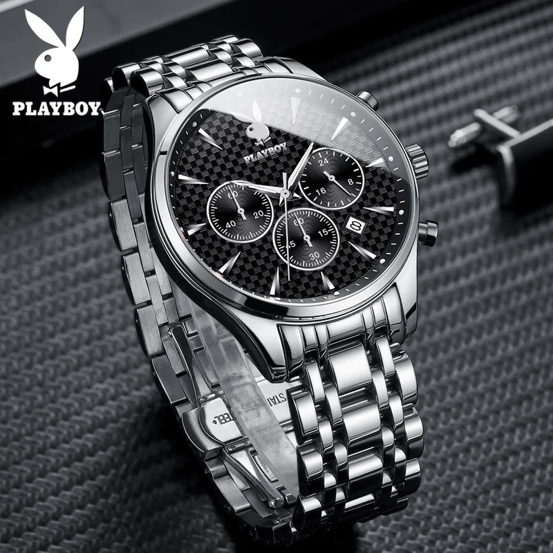 Stainless steel multifunctional quartz watch for men