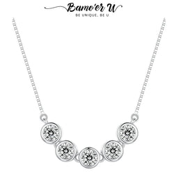 925 Sterling Silver 1.50CT Moissanite Pendant Necklace with 5 Stones in Row for Women