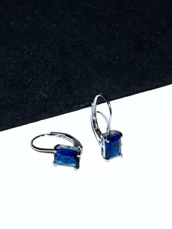 Sterling Silver Sapphire Blue Clip Earrings for Women