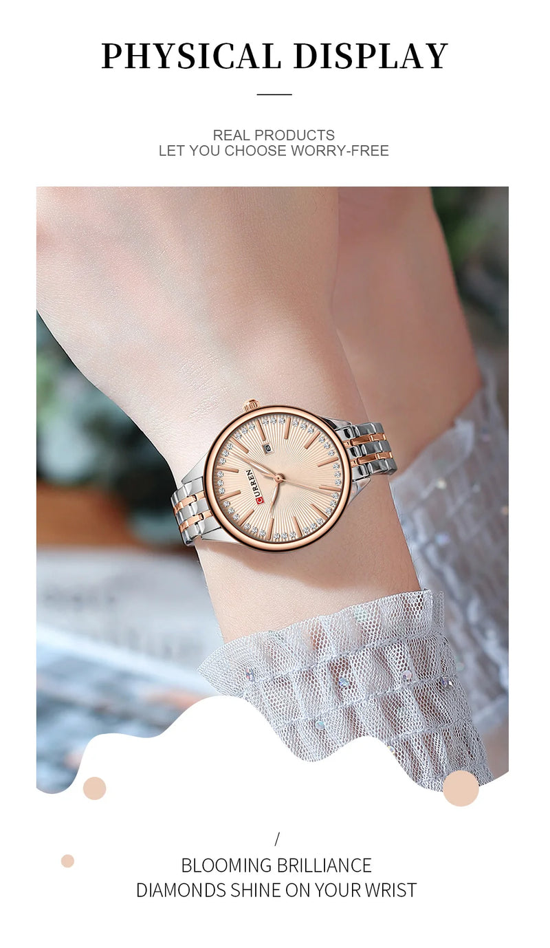 Alloy Quartz Wristwatch with Bracelet, for Women