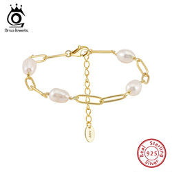 925 Sterling Silver Baroque Freshwater Pearl Bracelet for Women