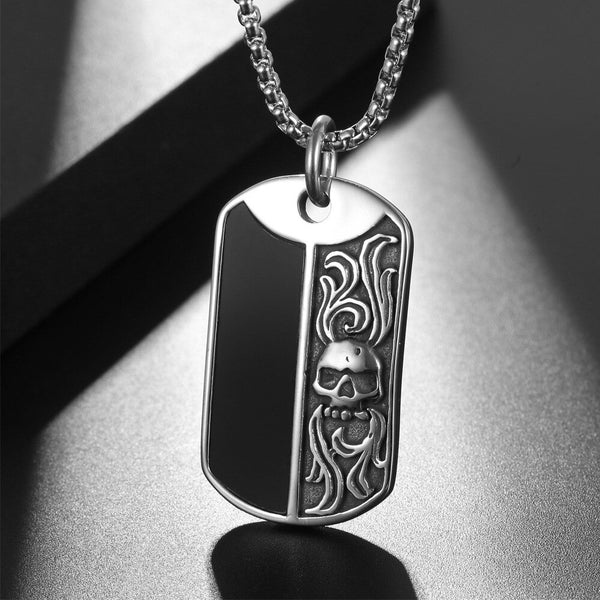 Titanium Skull Pendant Necklace with 60cm Chain for Men