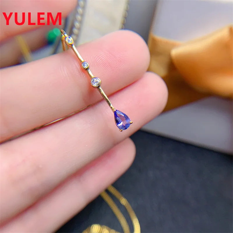 Solid 925 Silver Tanzanite Pendant for Women