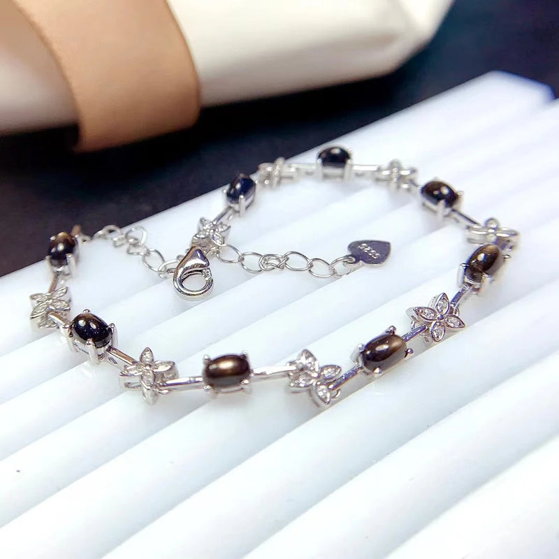 925 Sterling Silver Star Sapphire Bracelet for Women