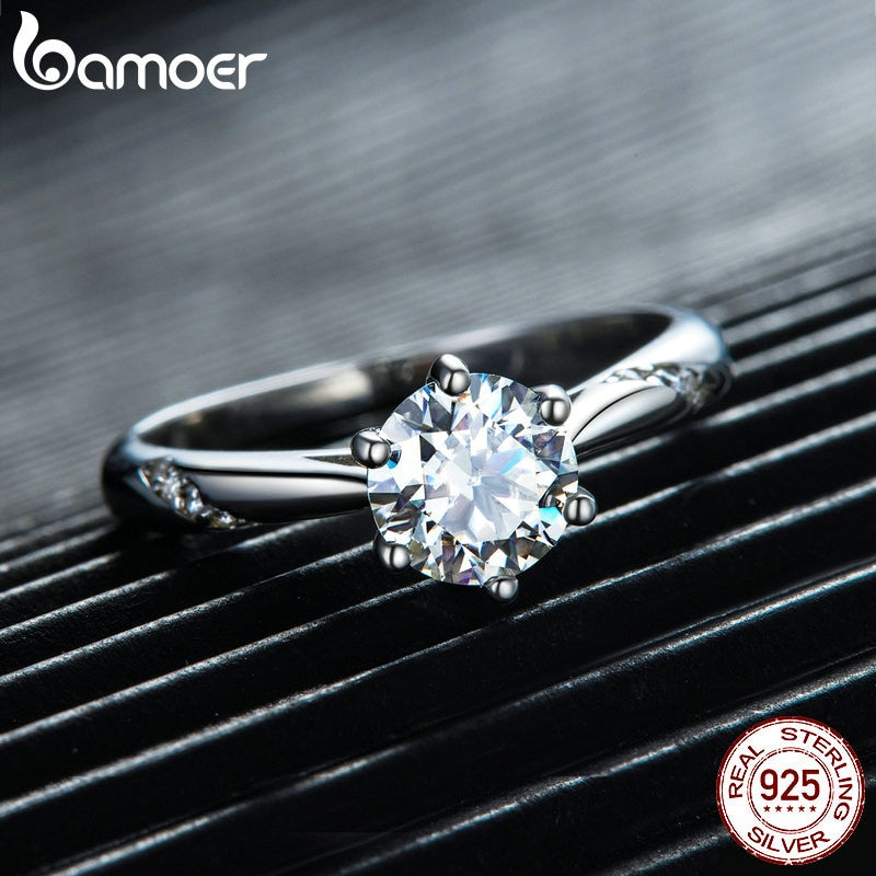 925 Sterling Silver 1ct Round Moissanite Solitaire Ring for Women