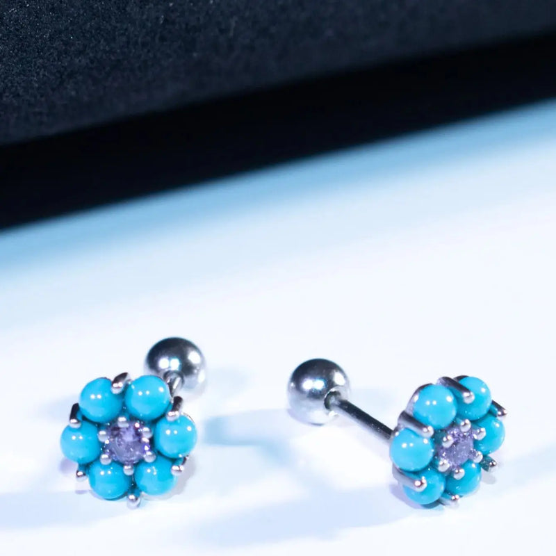 Sterling Silver Turquoise Stud Earrings for Women