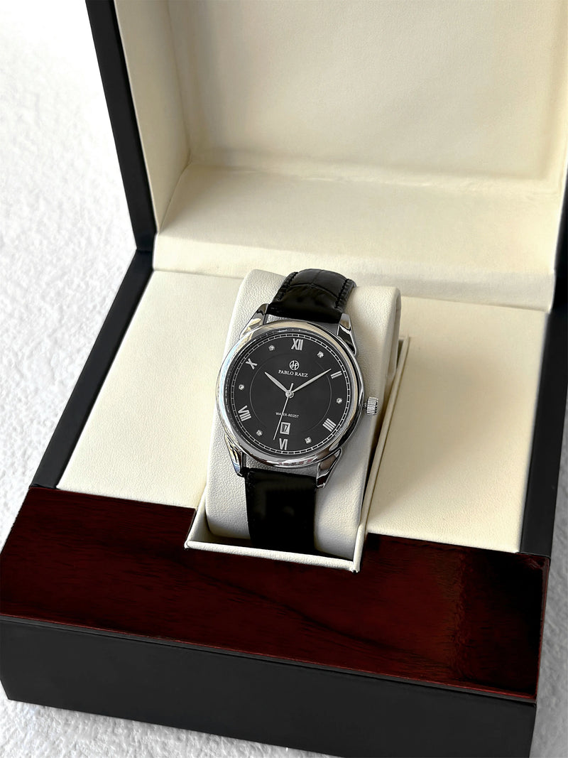 Luxury Men's Quartz Watch with Waterproof Date & Leather Strap