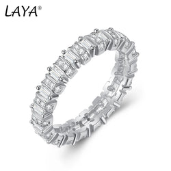 Sterling Silver Stacking Rings Thin Shiny Zircon White Solid Bands for Women