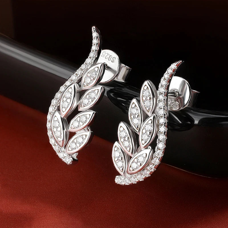 925 Sterling Silver 0.40CTW Moissanite Angel Wings Stud Earrings for Women