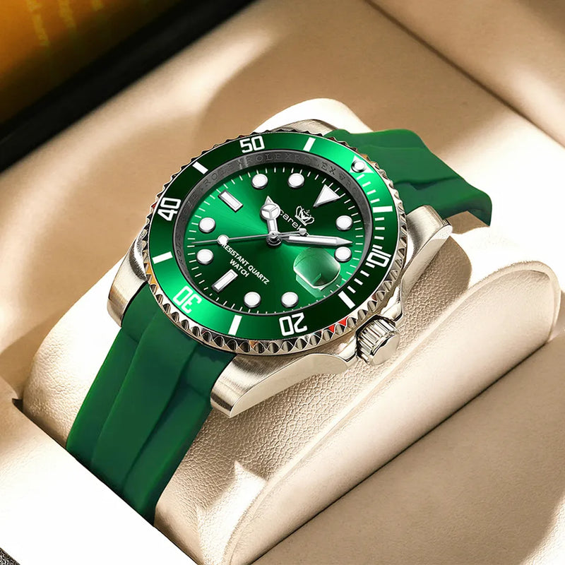 Stainless Steel Silicone Luminous Quartz Watches for Men