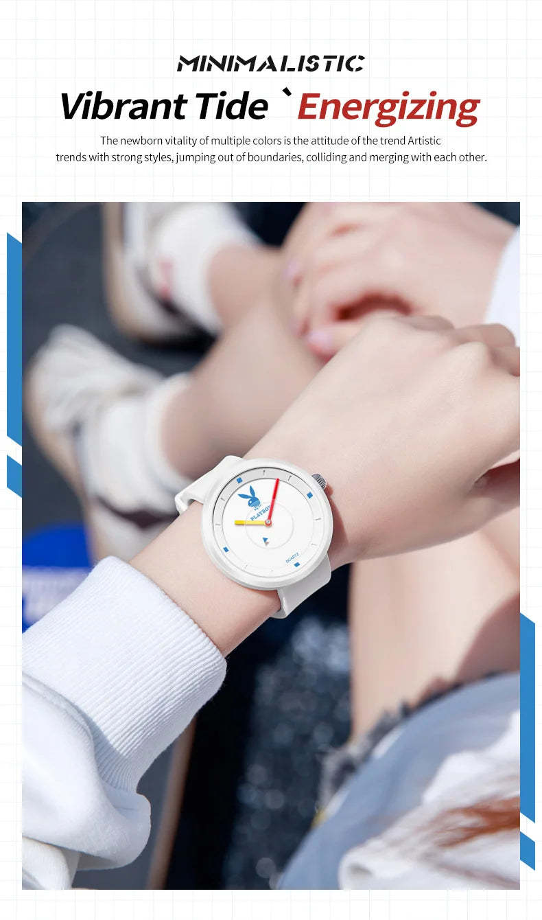 Stainless Steel Silicone Strap Minimalist Quartz Watch for Women