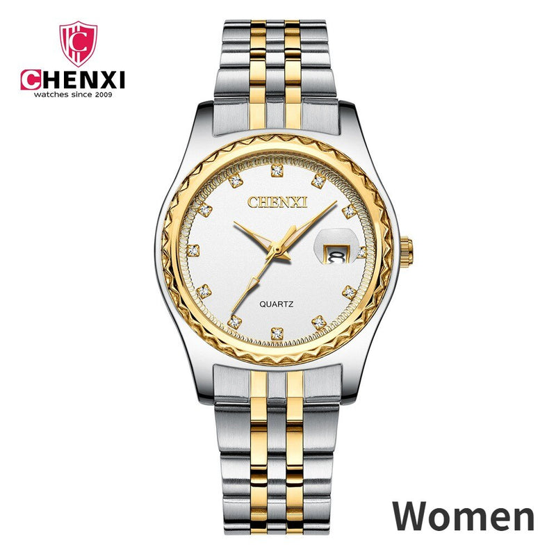 Steel Full Steel Business Quartz Waterproof Wrist Watches for Couple