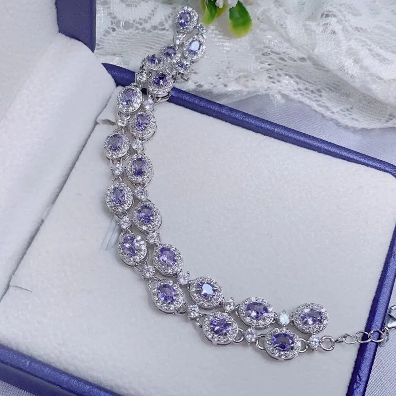 Sterling Silver Tanzanite Gemstone Bracelet for Women