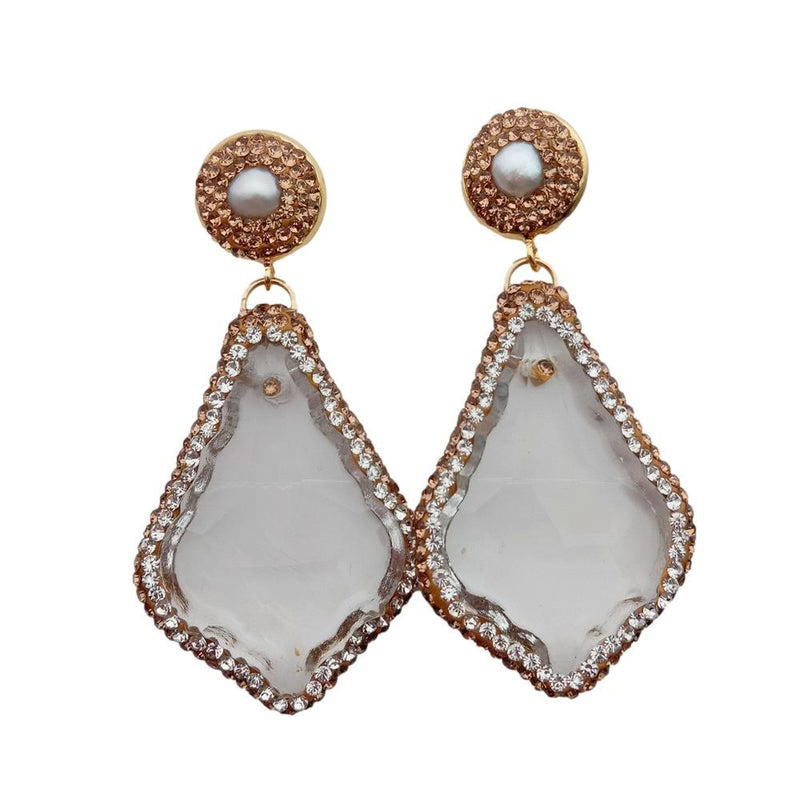 Clear Glass and Crystal Dangle Earrings for Women