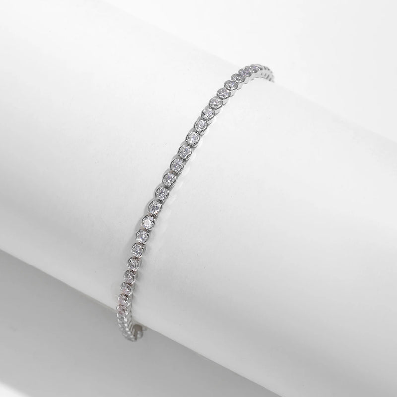 Sterling Silver Round Cubic Zirconia Tennis Bracelet for Women