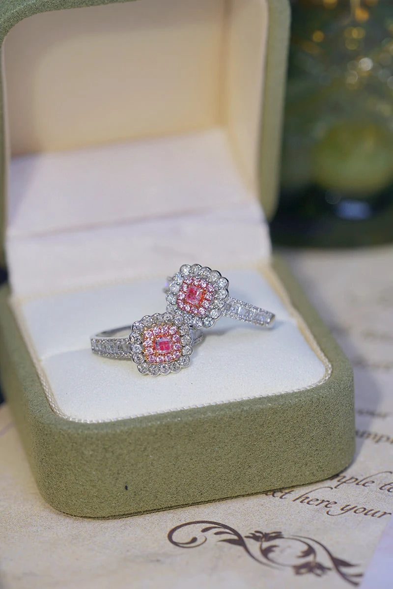 18K White Gold Pink Diamond Engagement Ring for Women