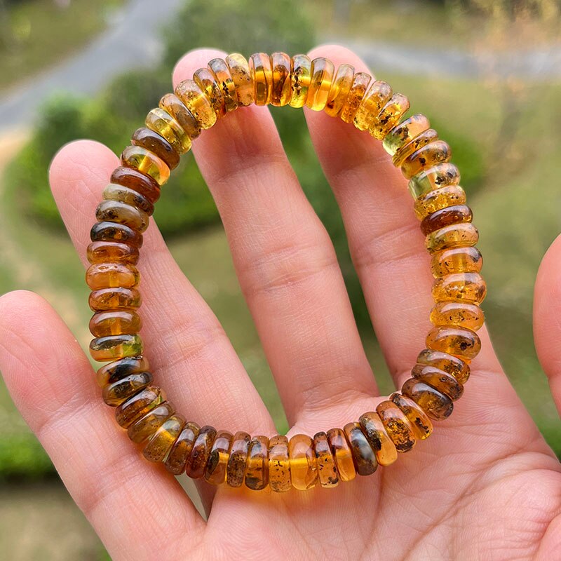 Sterling Silver Natural Amber Bracelet for Unisex