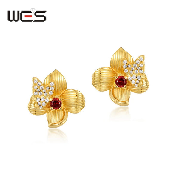 925 Sterling Silver Garnet Stud Earrings for Women