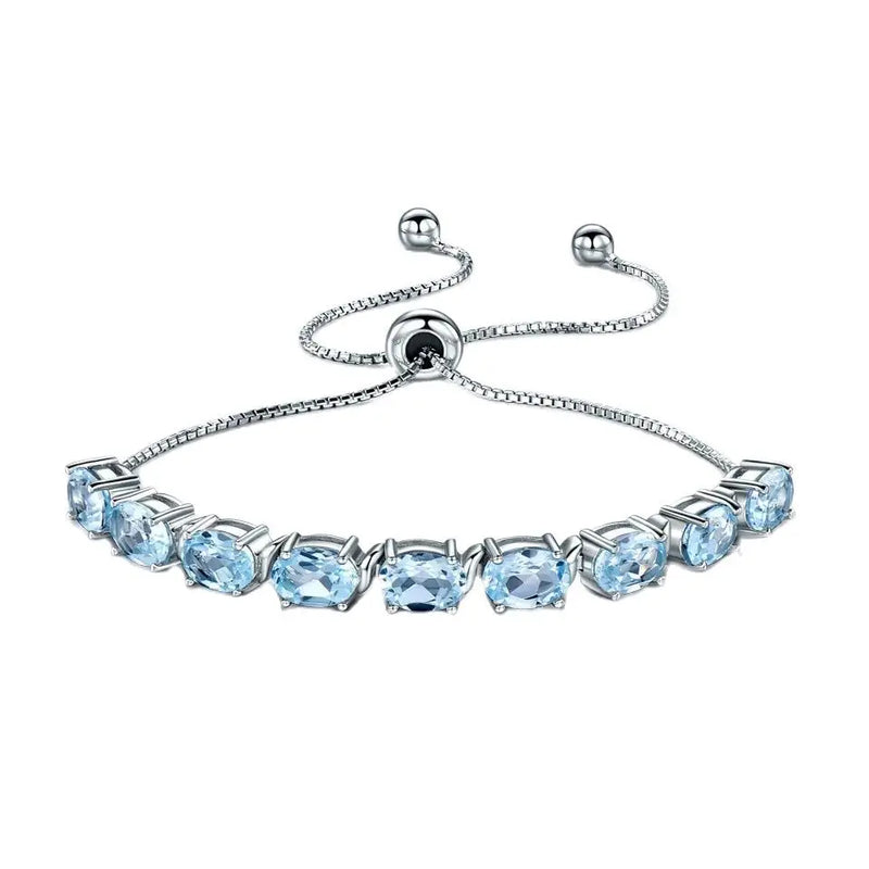 925 Sterling Silver Sky Blue Topaz Bracelet for Women