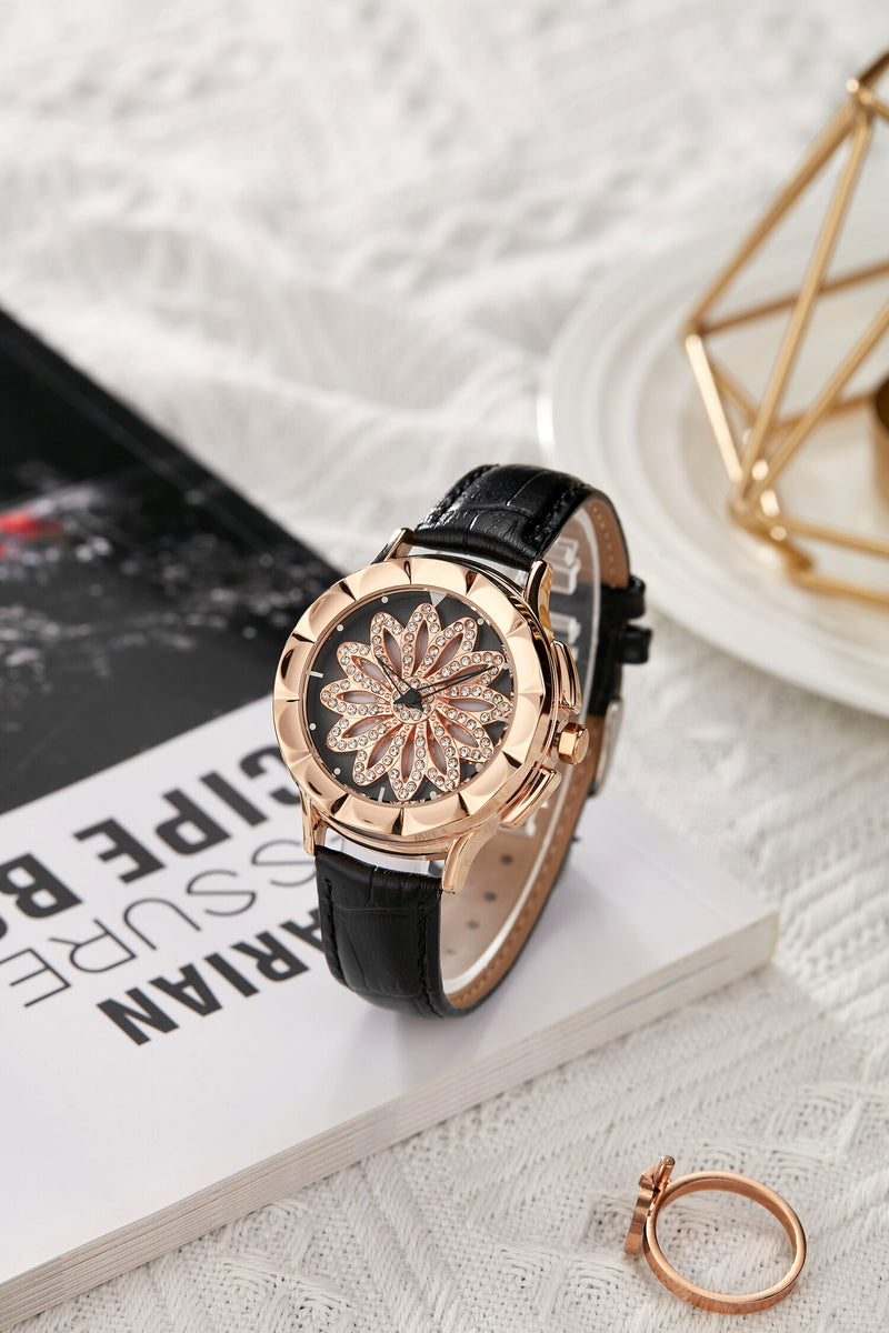 Rose Gold Rhinestone Ladies Watch