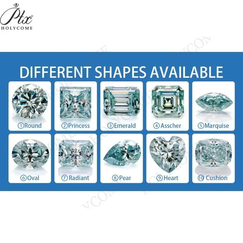 925 Sterling Silver Aqua Blue Moissanite Radiant Cut Jewelry for Women