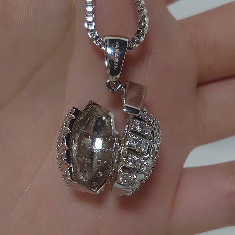 Stainless Steel Cubic Zirconia Grenade Pendant Necklace for Men