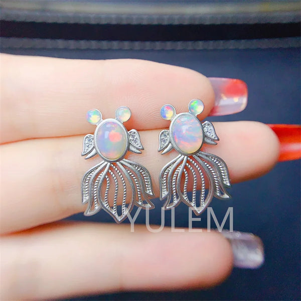 Silver Opal Earrings for Women