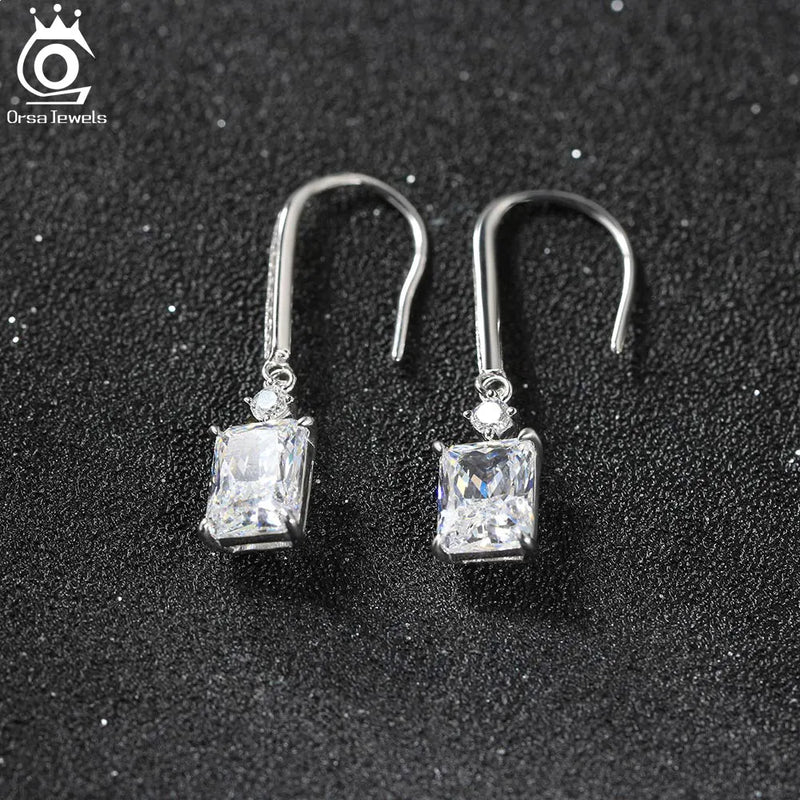 Sterling Silver Cubic Zircon Dangle Earrings for Women