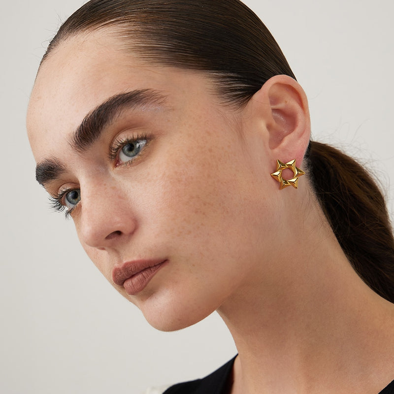 ENFASHION Pendientes Snowflake Stud Earring For Women Gold Color Aretes Windmill Design Jewelry Christmas Droppshiping E221473
