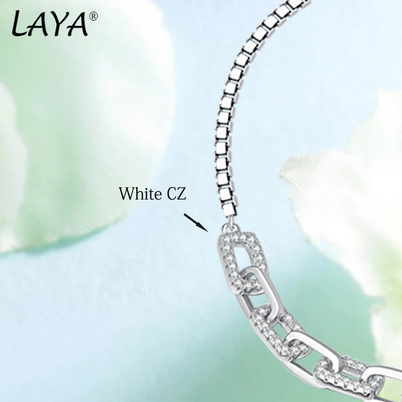 925 Sterling Silver Adjustable Chain Link Bracelet with Shining Zircon Stones for Men and Women