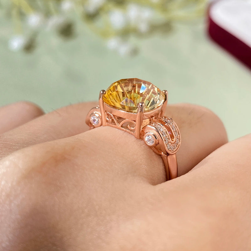 Sterling Silver Citrine Gemstone Ring for Women