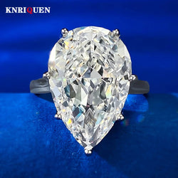 Sterling Silver Pear Shaped White G Lab Diamond Ring for Women