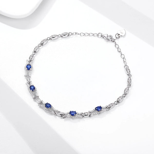 925 Sterling Silver Natural Sapphire cz Bangle for Women