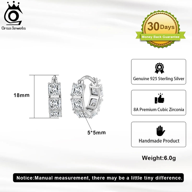 Sterling Silver Round Zircon Hoop Earrings for Women