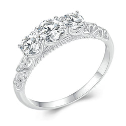 Platinum Plated 1.1CTTW Round Moissanite Ring for Women.