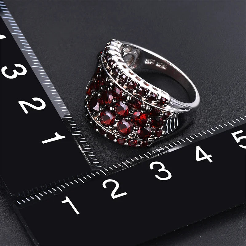 Sterling Silver Garnet Ring Red Garnet for Women