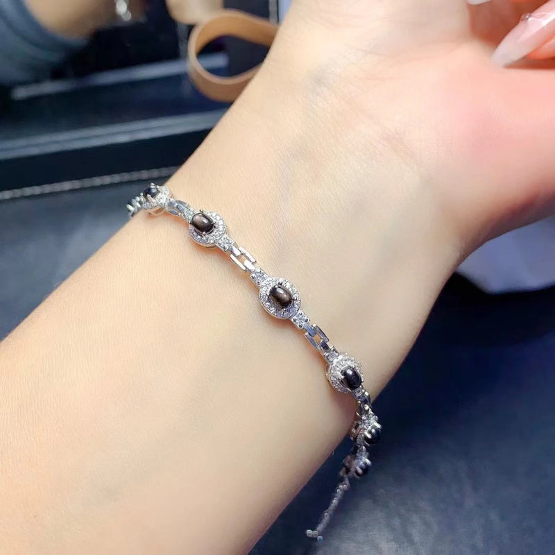 925 Sterling Silver Star Sapphire Bracelet for Women