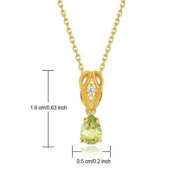 925 Sterling Silver Peridot Pendant with Zirconia Accents for Women