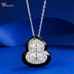 925 Sterling Silver Lab Sapphire Diamond Pendant Necklace for Her