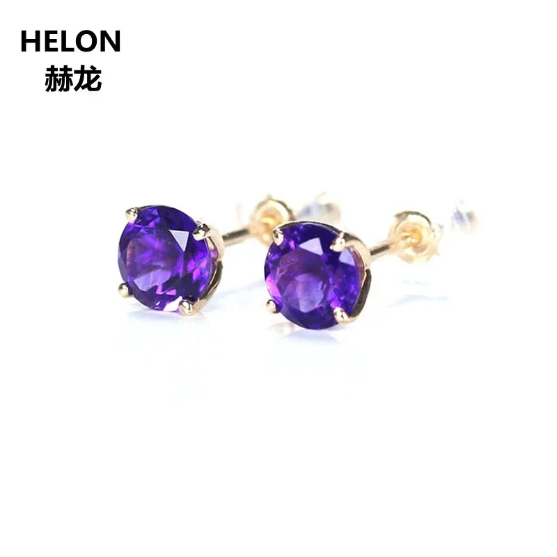 18k Rose Gold 1.6ct Amethyst Stud Earrings for Women