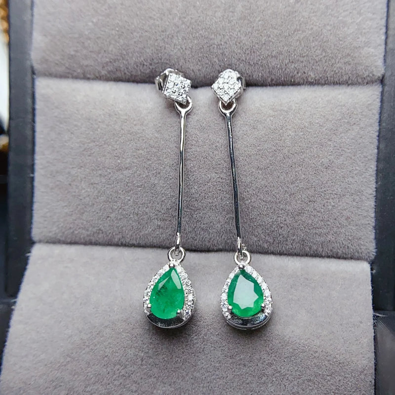 Sterling Silver 5*7mm Emerald Earrings for Women