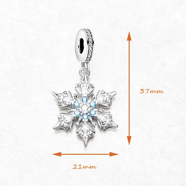 925 Sterling Silver Snowflake Pendant with Blue Stones for Ladies