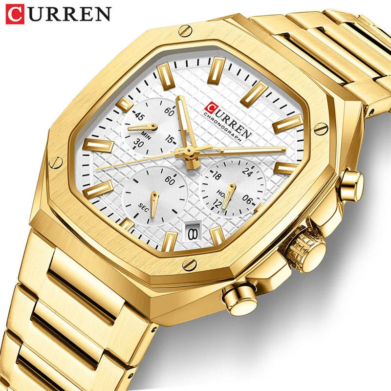 Stainless Steel Quartz Chronograph Watch for Men