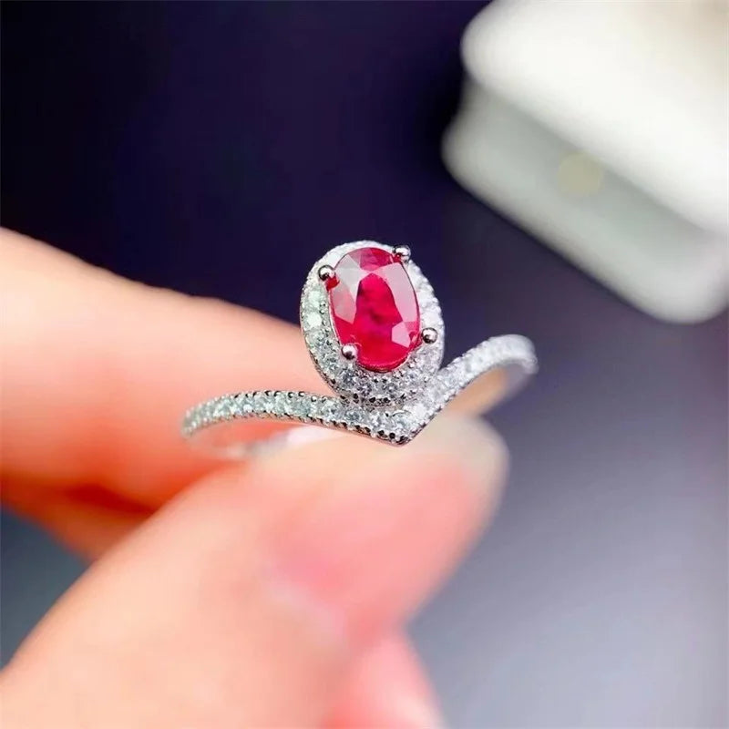 925 Silver Emerald and Ruby Ring for Women