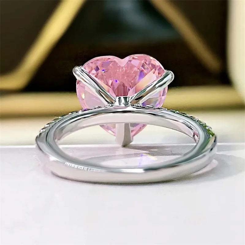 925 Silver 7.5 Carat Moissanite Heart Shape Wedding Ring for Women